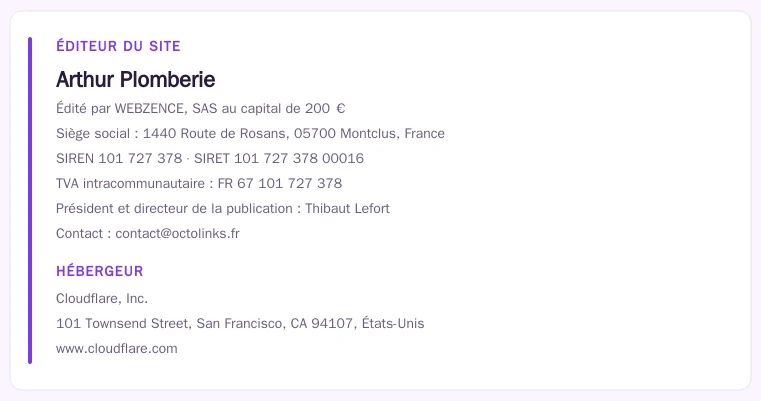 Coordonnées légales de l&rsquo;éditeur et de l&rsquo;hébergeur du site